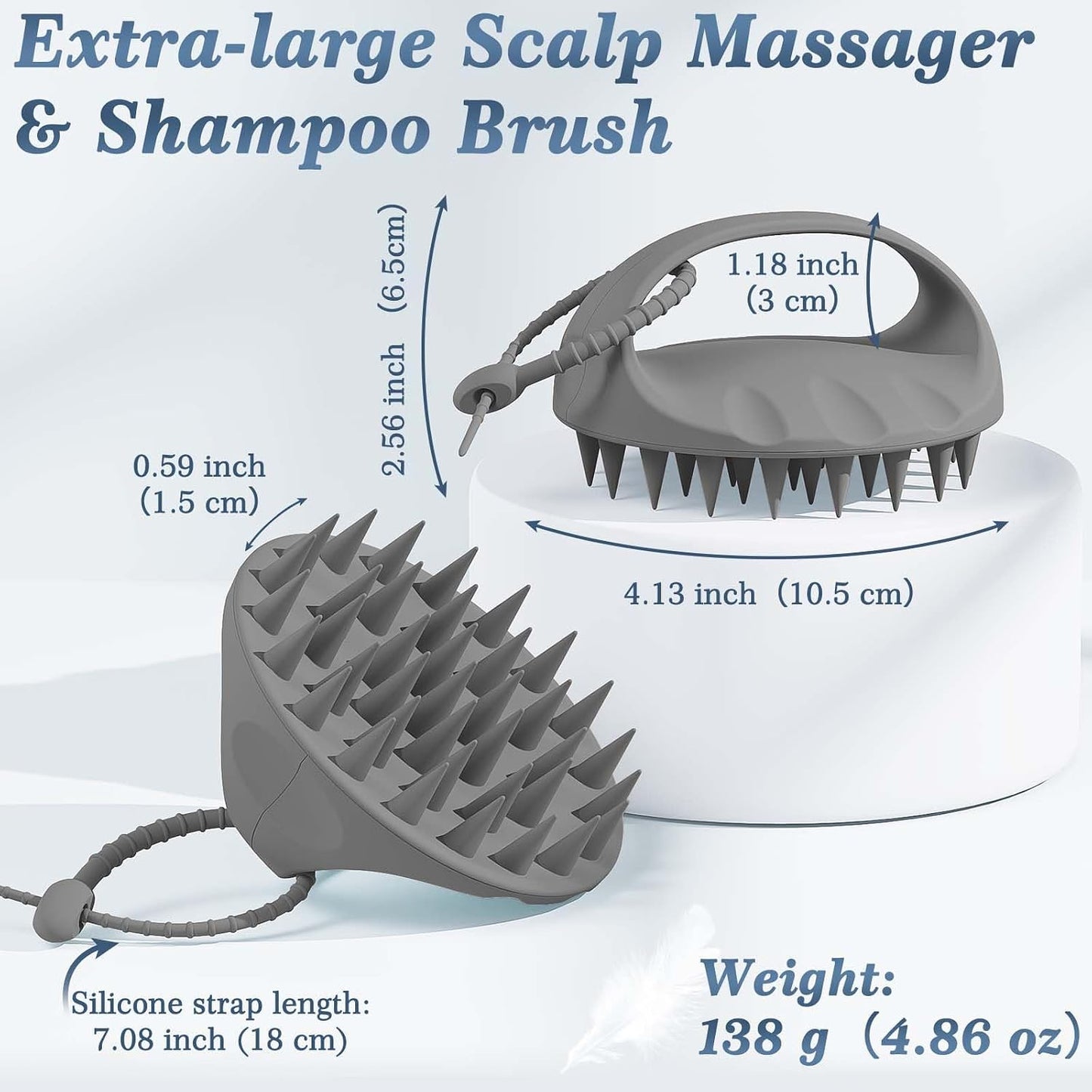 Manmihealth Silicone Back Scrubber & Soft Bath Glove, Silicone Scalp Massager Set 5 PCS, Super-Exfoliating Body Scrubber Shower Brush & Shampoo Brush Combination, with 2 Free Hooks (Style 1 Black)