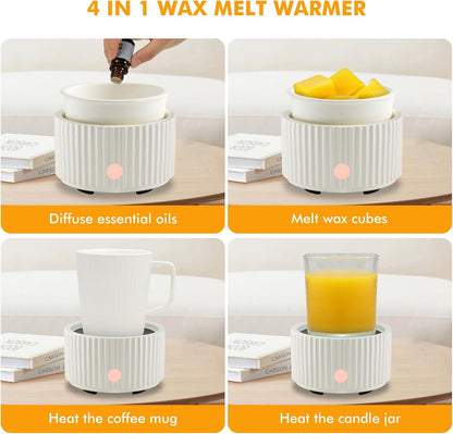 EQUSUPRO Wax Melt Warmer for Scented Wax Melts 3-in-1 Electric Ceramic Candle Wax Warmer Burner Fragrance Wax Melter for Home Office Bedroom Gift & Decor (Leaf)