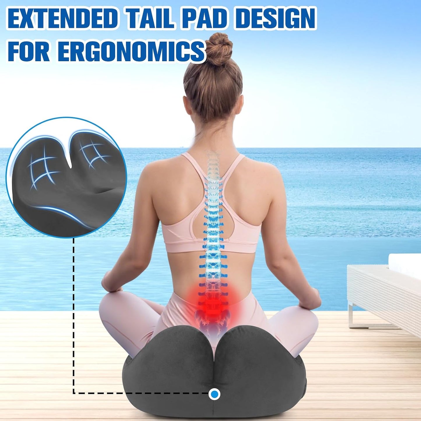 Seat Cushion, Chair Cushions for Office Chairs/Desk Seats/Wheelchair - Hip&Sciatica&Tailbone Pain Relief Memory Foam Office Chair Cushion for Long Sitting Office Workers, Black