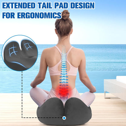 Seat Cushion, Chair Cushions for Office Chairs/Desk Seats/Wheelchair - Hip&Sciatica&Tailbone Pain Relief Memory Foam Office Chair Cushion for Long Sitting Office Workers, Black