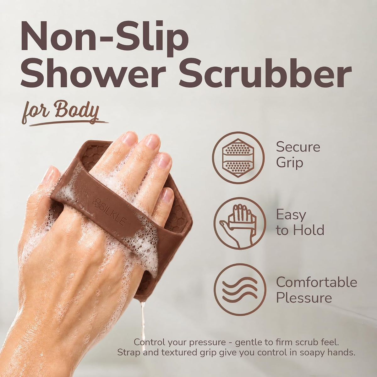 SILKLE Silicone Body Scrubber Exfoliator, Shower Scrubber & Silicone Loofah