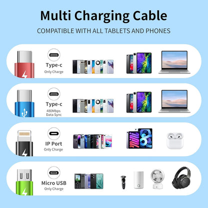 4 in 1 Multi Charging Cable, 5FT Charging Cords for Multiple Devices