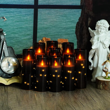 Nimiko Flickering Flameless LED Candles,Battery Operated Candles 24 Pcs with Embedded Star String,Acrylic LED Pillar Candles with Remote,Suitable for Home Decoration to Create an Atmosphere (White)