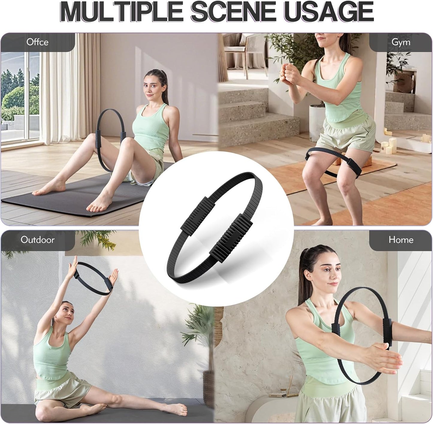 Pilates Kit, 13.5" Pilates Ring with Mini Ball & Resistance Bands