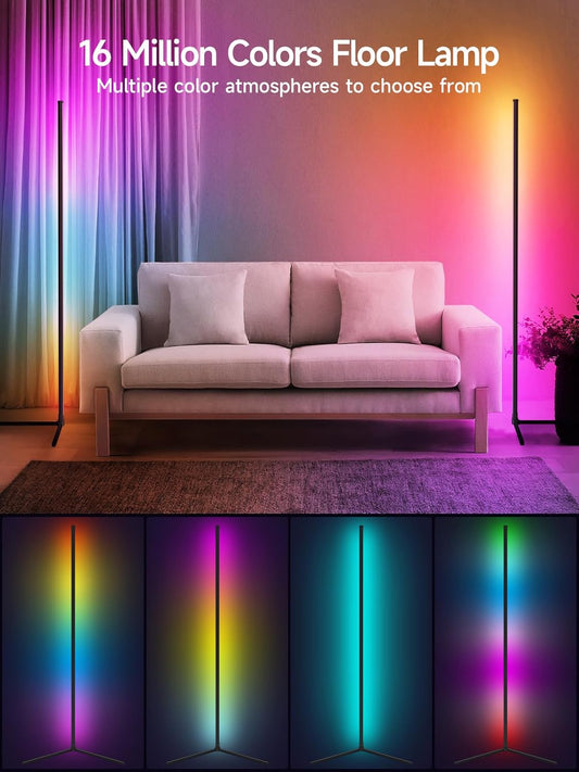 Tyute Corner Floor Lamp, RGB LED Corner Lamp with Music Sync, Smart App and Remote Control Color Changing Ambience Light, LED Lamp with 16 Million Colors for Bedroom, Living Room Gaming Room
