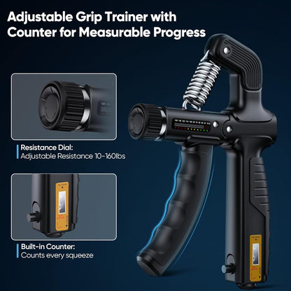 FitBeast Grip Strength Trainer Kit, Digital Grip Strength Tester with Adjustable Hand Gripper Strengthener & Finger Exerciser, Track Progress for Fitness, Rehab & Strength Building (Advanced 3-in-1 Kit)