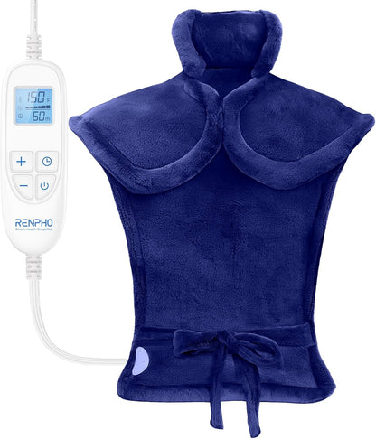 RENPHO Fathers Day Dad Gifts, Electric Heating Pad - 6 Heat Levels for Neck Shoulder and Back, Birthday Gifts for Women Men, Weighted Pad for Snug Fit, ETL Certified, FSA Eligible, 24"x33" Gray