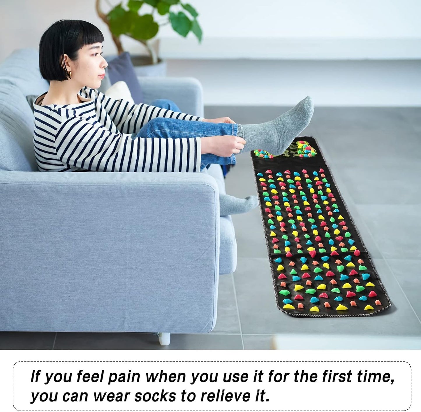 BBTO Foot Massage Mat Reflexology Walk Stone Road for Acupressure Foot Massage Acupoint Mat for Long Sitting Elderly Students and Office Workers(55.12 x 13.78 Inches)