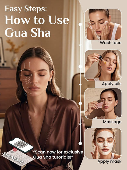 Rena Chris Gua Sha Facial Tools: Jade Stone Guasha Tool for Face Acupuncture Therapy, Facial Massager for Jawline Sculpting and Puffiness Reducing (Green)