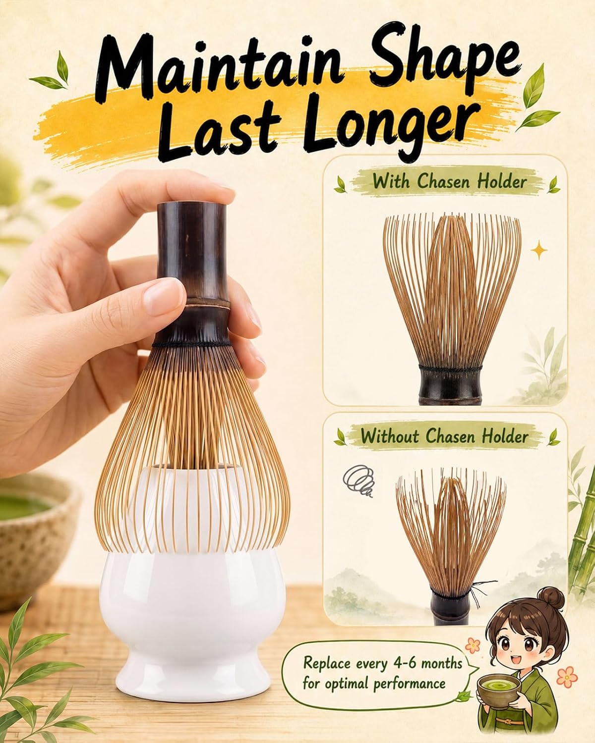 Matcha Whisk - 2-pack Bamboo matcha Whisk set, Handcrafted Traditional Japanese Chasen, 100-Prong Matcha Stirrer Wisk Mixer Brush for Authentic Matcha Tea Preparation