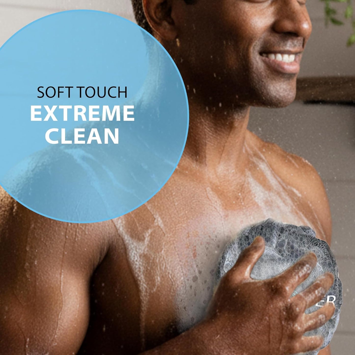 SHOWER BOUQUET Loofah-Charcoal Bath-Sponge XL-Color-4-Pack // Extra Large 75g Soft Mesh Black Luffa Loofa Loufa Puff Set/Exfoliating Body Scrubber for Women and Men - Exfoliate & Soothe Face & Body