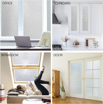 KESPEN Total Blackout Window Film Privacy Static Cling 100% Light Blocking Room Darkening Window Cover Heat Control Anti-UV Glass Sticker Window Tint for Home with Grid Line, 17.5 Inch X 6.5 Feet