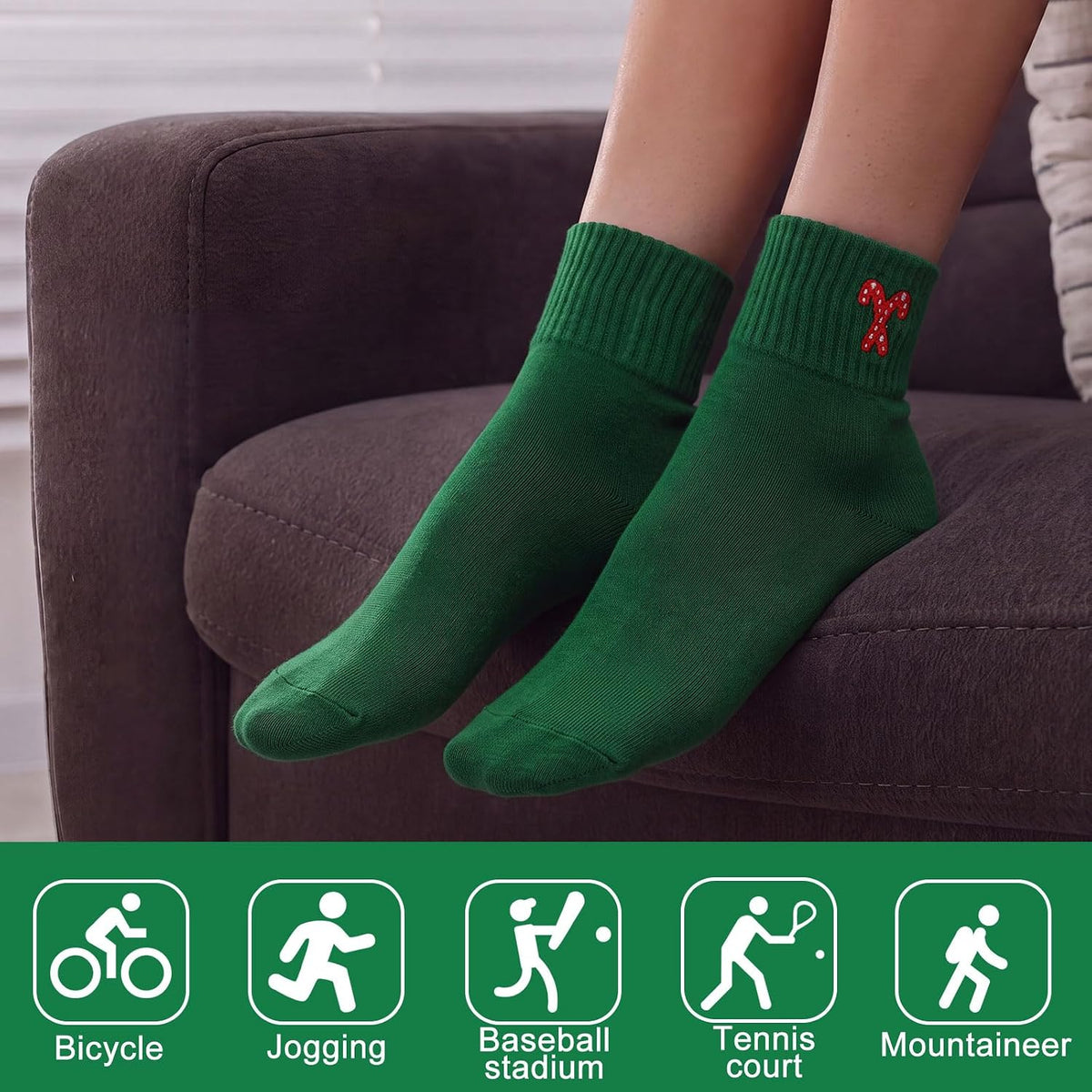 Eurzom 10 Pairs Socks Womens Crew Elastic Ankle Length Cotton Socks Aesthetic Cute Lightweight Low Cut Gifts for Women - Colors B