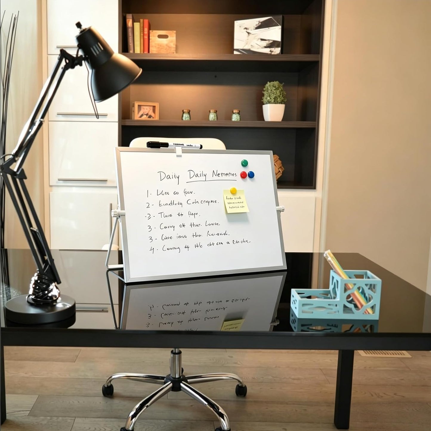Monthly Calendar Dry Erase Board 16"x12",Desktop White Board with Stand,Magnetic Double-Sided Whiteboard for Planning,Drawing,Memo,to Do List,Office,School,Home,Kitchen,Desk