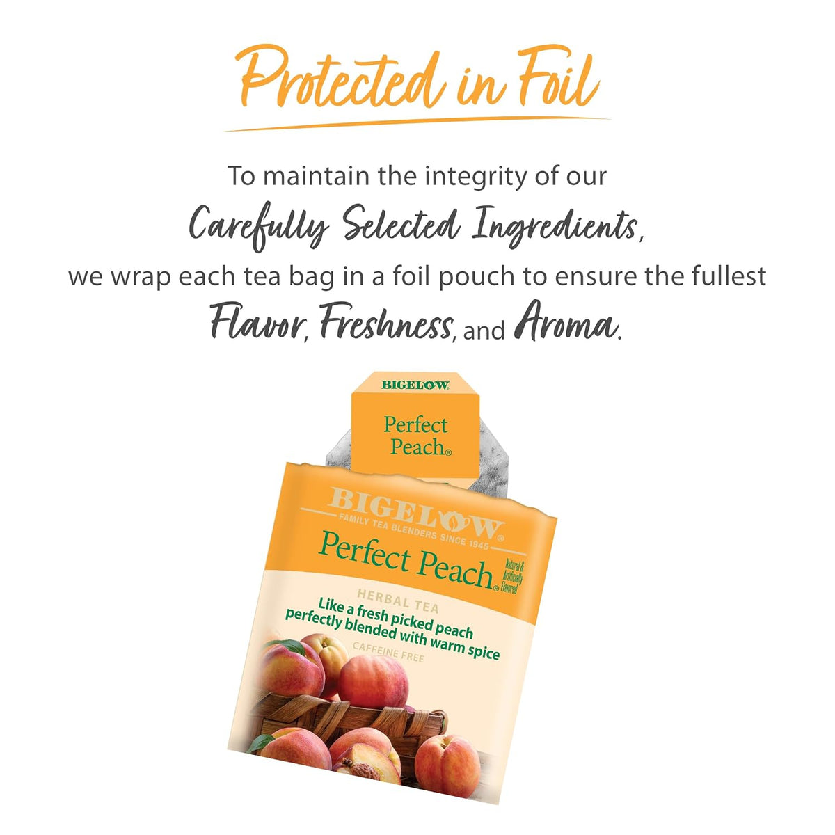 Bigelow Tea Perfect Peach Herbal Tea Bags, 20 Count (Pack of 6)