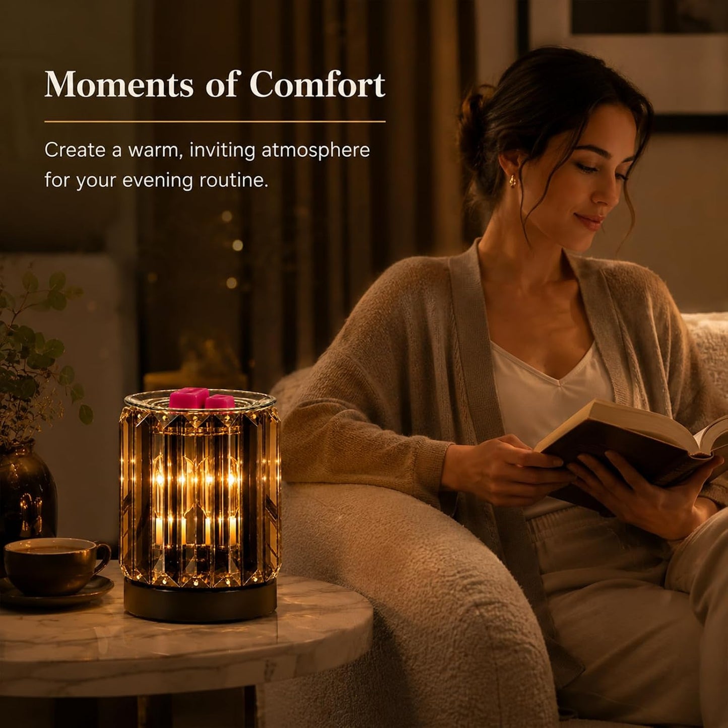 Melting Heater Electric Burning Wax Burner Electric Essential Oil Warmer Incense Wax Melt Warmer Night Light Aroma Decorative Lamp for Gifts & Decor(Golden)