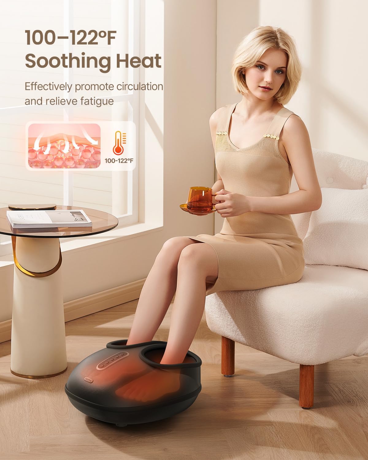 RENPHO 2026 [Upgraded] Foot Massager with Heat, Shiatsu Foot Massager for Plantar Fasciitis, FSA Eligible HSA Store Eligible, Deep-Kneading & Compression, Birthday Gifts for Women Men, Size Up to 12