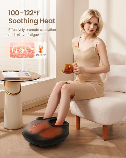 RENPHO 2026 [Upgraded] Foot Massager with Heat, Shiatsu Foot Massager for Plantar Fasciitis, FSA Eligible HSA Store Eligible, Deep-Kneading & Compression, Birthday Gifts for Women Men, Size Up to 12