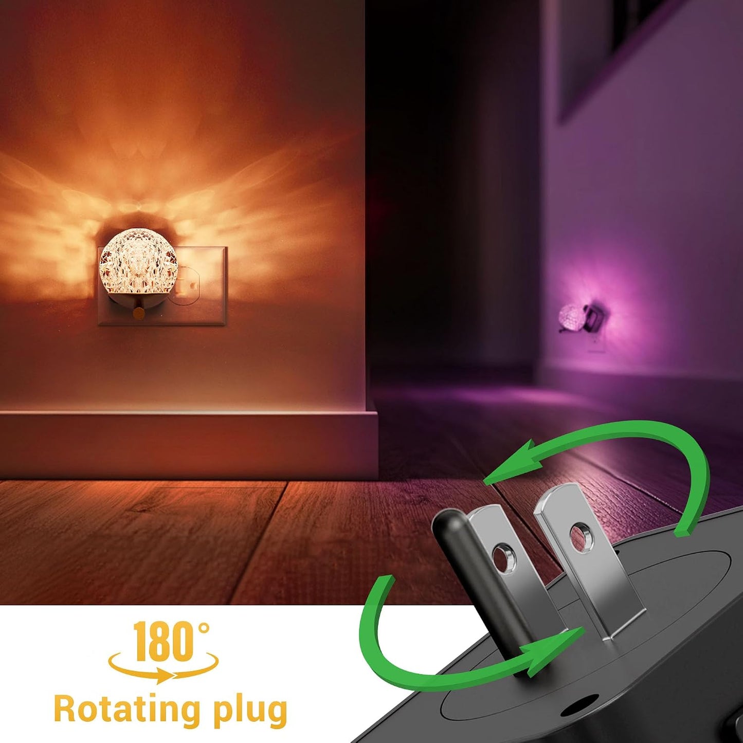 L LOHAS LED Night Lights Plug into wall, Amber Night Light with Adjustable Brightness, Plug in NightLight with Auto Light Sensor, Wall Sconce-Style Design Night Light for Bathroom,Hallway, 2 Pack