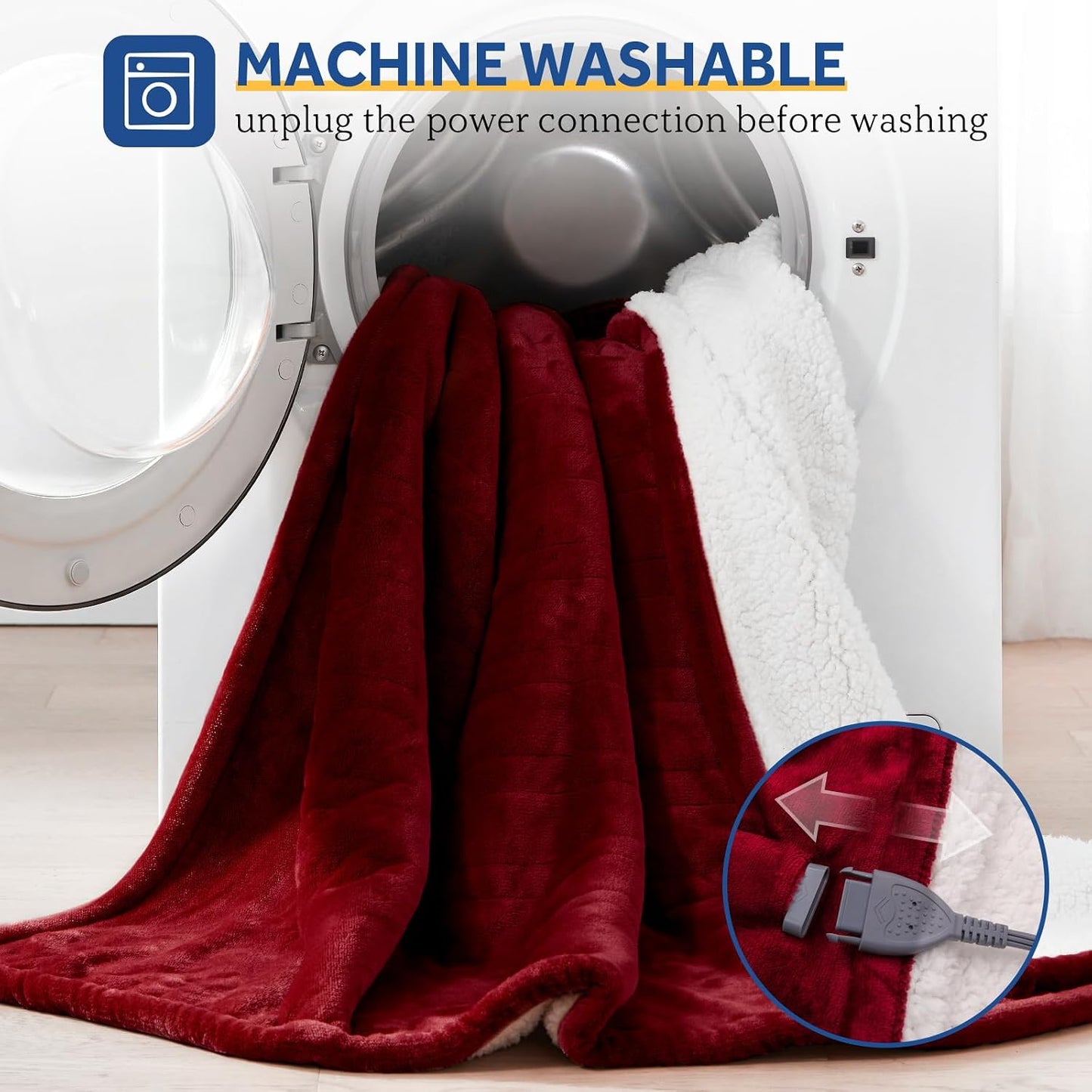Sealy Electric Throw Blanket, Flannel & Sherpa Heated Throw with 6 Heating Levels & 2-10 Hours Auto Shut Off, Fast Heating & Machine Washable, 50x60 Inch, Light Grey