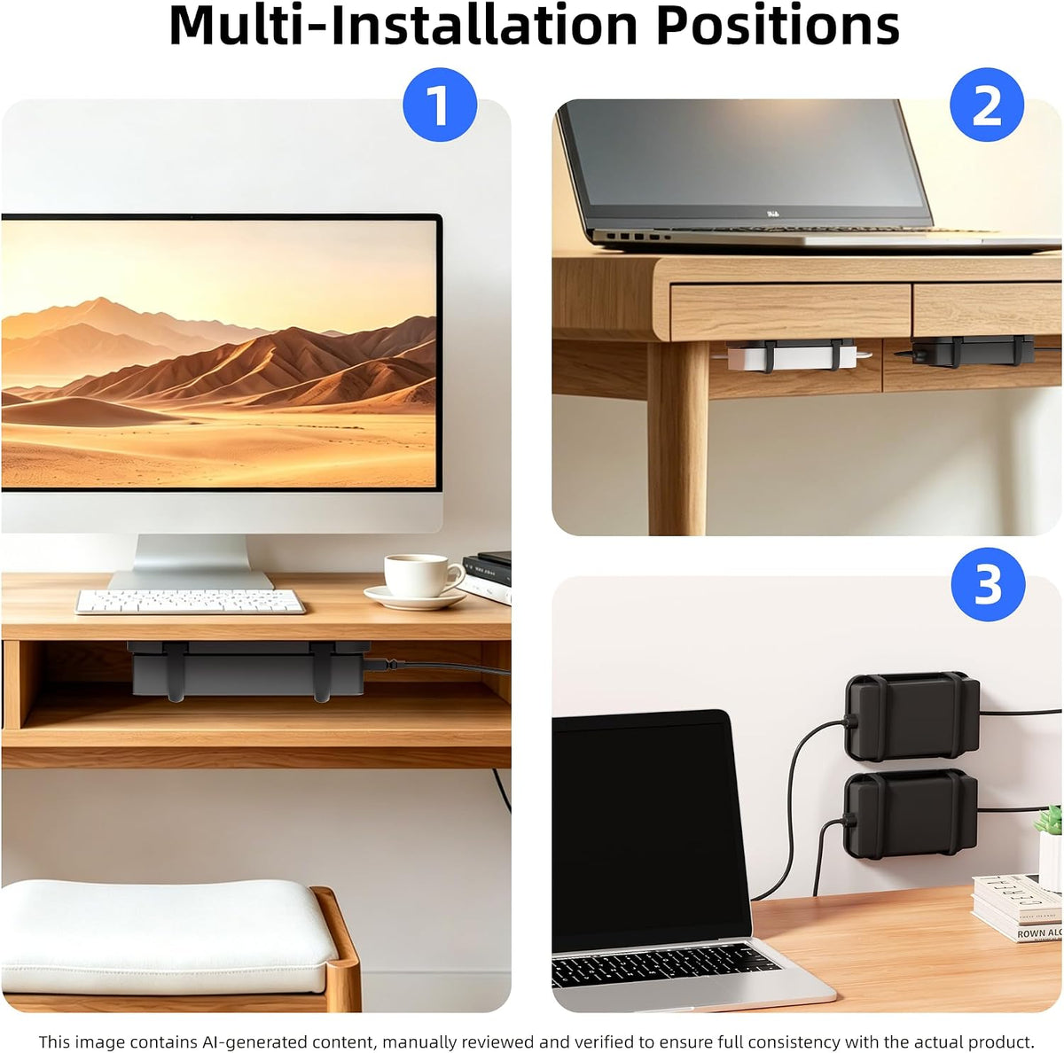 Upgraded Laptop Charger Holder,Adjustable Silicone Strap Power Brick Organizer With Heat Dissipation,Under Desk Cable Management Mount For Most Power Adapters,Chargers, Included Screws & Adhesive
