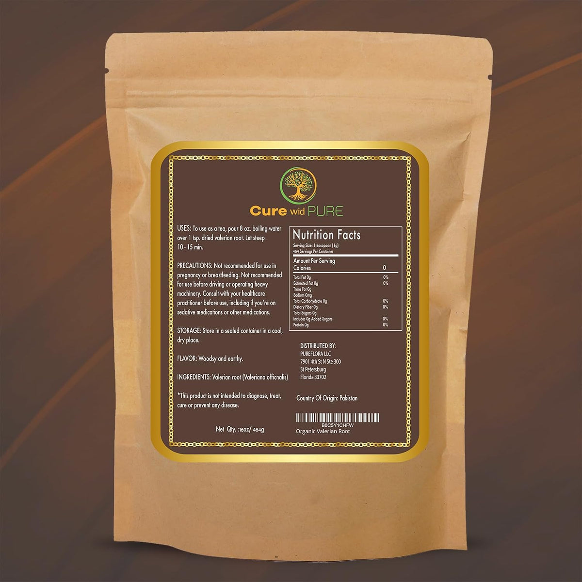Cure Wid Pure Organic Valerian Root for Sleep 16oz - Cut & Sifted Loose Tea