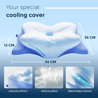 Derila Ergo Cervical Neck Pillow for Sleeping Pillow Contour Memory Foam Pillows for Back, Side Sleeper Pillows 21.25 x 14.17 x 4.72 inches