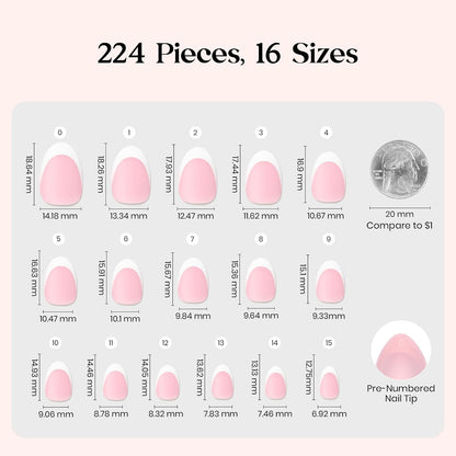 Beetles Press On Nail Kit-Short Square French Tip Press On Nails, 150Pcs Pink French Nail Tips with Nail Glue & Remover Builder Top Coat Nail Lamp, All-in-One DIY Fake Nails Gift for Women