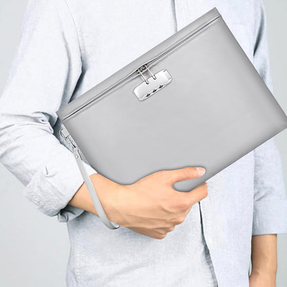 Fireproof Document Bag with Lock,Waterproof Money Pouch,14.3"x10.2"