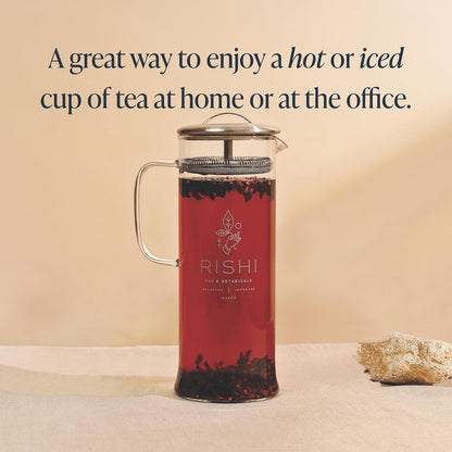 Rishi Tea Simple Brew Teapot - For 12oz Loose Tea Preparation, Built-in Strainer, Everyday Teaware, Easy to Clean, Borosilicate Glass, Enjoy Hot or Iced Tea - 400ml