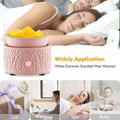 EQUSUPRO Wax Melt Warmer for Scented Wax Melts 3-in-1 Electric Ceramic Candle Wax Warmer Burner Fragrance Wax Melter for Home Office Bedroom Gift & Decor (Leaf)