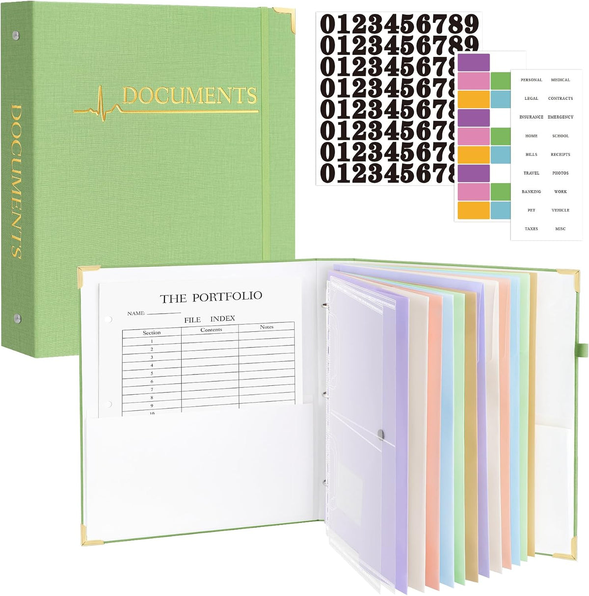 HAUTOCO PU Leather 3-Ring Important Document Organizer Folder Binder