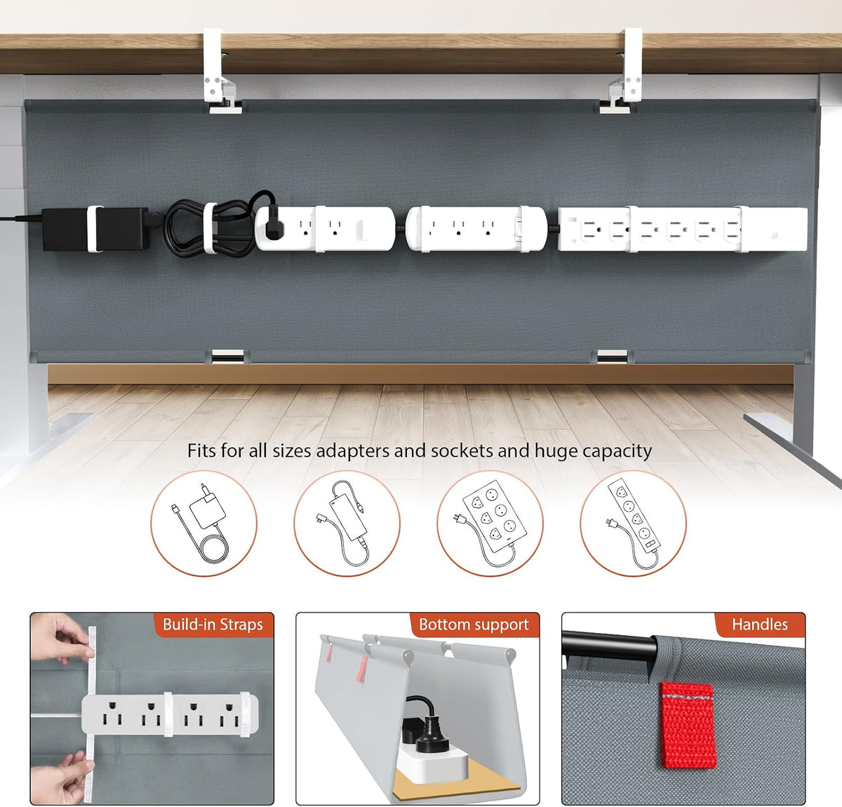 Univivi No Drill Under Desk Cable Management Tray, 36 inch Cable Management