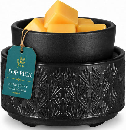 mocosa Ceramic Wax Melt Warmer, 3-in-1 Electric Wax Warmer for Scented Wax Melts, Flameless Candle Wax Burner for Home Fragrance, Bedroom Bathroom Office Decor, Gifts for Women Mom(Beige-Granular)