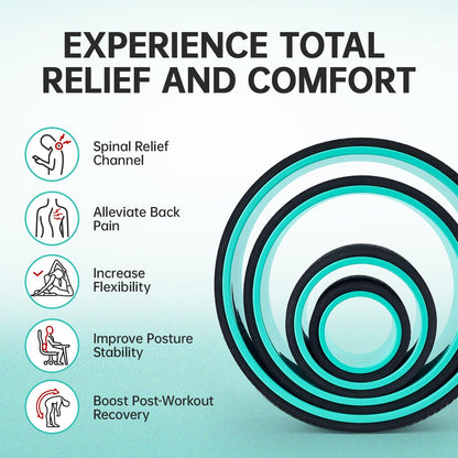 Back Wheel Foam Roller – Targeted Back & Neck Relief, Lumbar Spine Stretcher, Spinal Decompression Back Stretcher, Massage Roller with Density Foam for Physical Therapy, Supports 500lbs