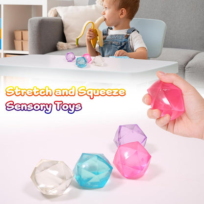 8pc Mini Small 1.4 Masonry Ice Squishy Stress Balls Diamond Anxiety Relief Slow Rise-Fidget Toy for Kids Classroom, Calming Toys Anxiety Children Teens