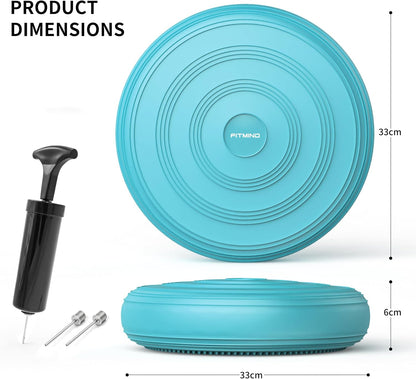 Inflated Wobble Cushion,Circular Non-slip Texture for Comfortable Sitting,Extra Thick Dyna Disc with Pump for Core Strength,Wiggle Seat to Improve Posture,Fitness,660lb Load Capacity