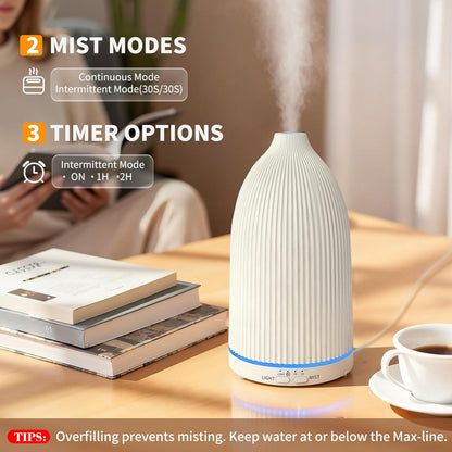 URPOWER 150ML Essential Oil Diffusers for Home, Ultrasonic Aromatherapy Diffuser with 7 Color Changing Lights, Timer & Auto Shut-Off, Scent Diffuser for Bedroom, Office, Yoga