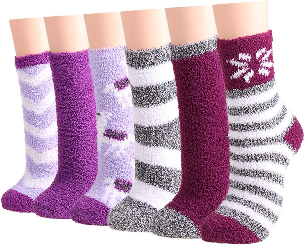 Plush Fuzzy Socks for Women Fluffy Cozy Slipper Socks Fall Thanksgiving Birthday Gifts for Her