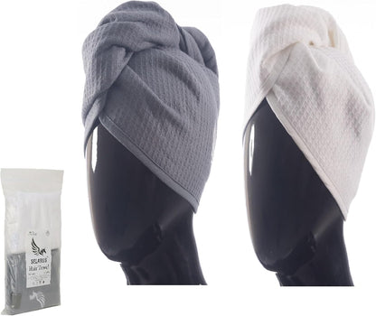 100% Turkish Cotton Hair Towel Wrap for Women,Non Microfiber,400-GSM(Grams per Square Metre),AntiFrizz,Hair Plop Waffle Towels for Curly,Long&Thick Hairs,Turban Head Wrap,1Pack10x26inc