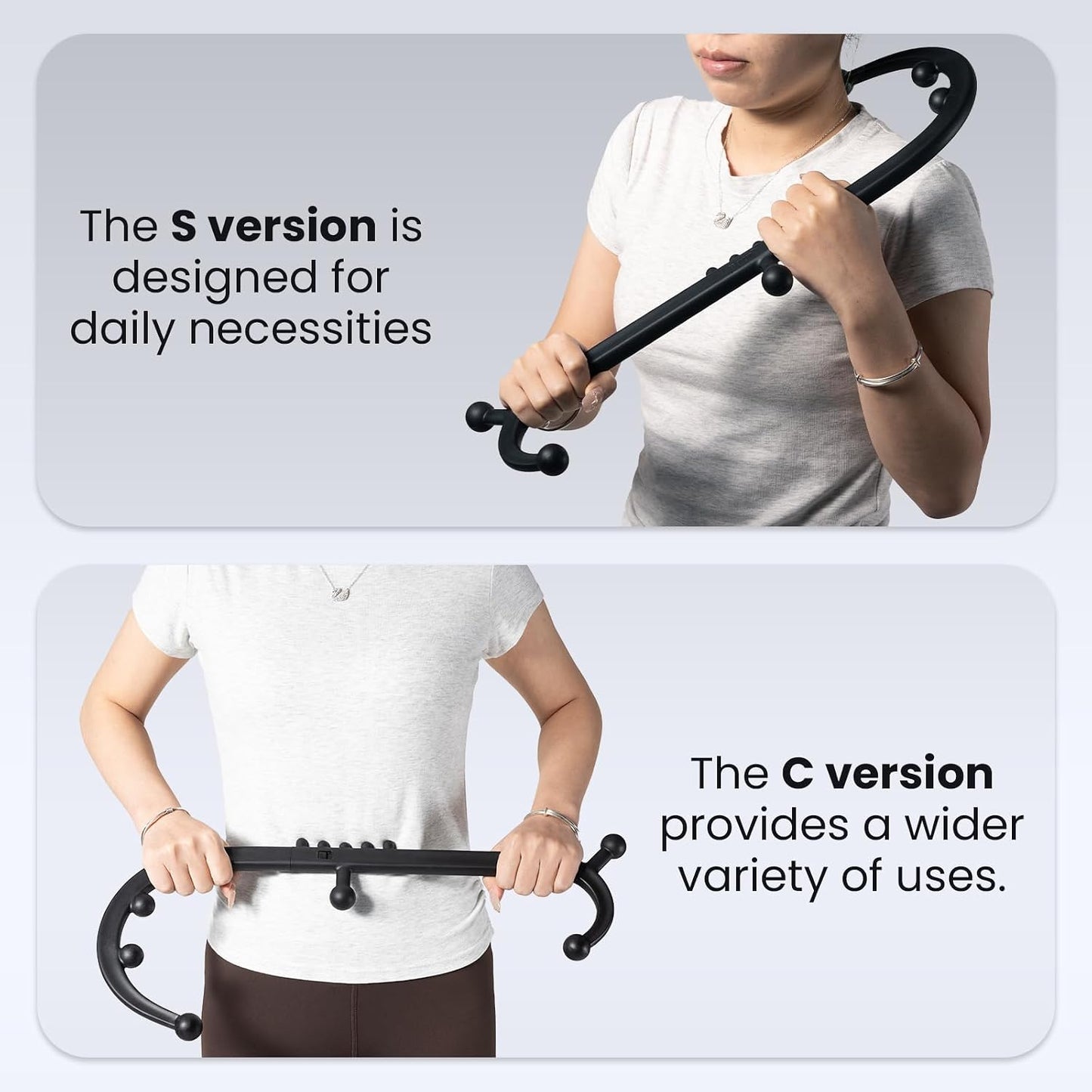 LiBa Back Massager Trigger Point Cane, Deep Tissue Back Neck Massager Black