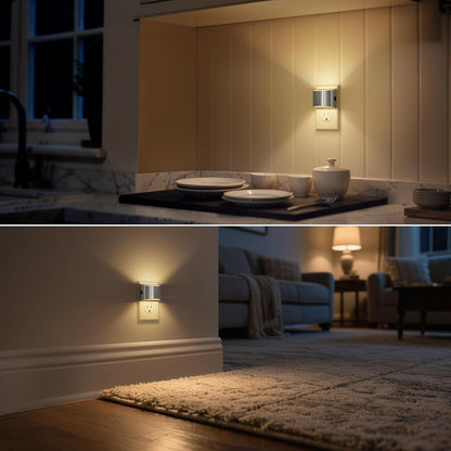DORESshop LED Night Light[2 Pack], Night Lights Plug into Wall, 3 Level Brightness Adjustable Plug in Night Light, Dusk to Dawn Sensor, Nightlights for Adults, Bedroom, Bathroom, Hallway, Amber