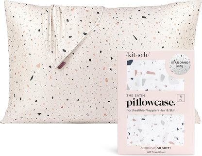 Kitsch Satin Pillowcase with Zipper for Hair & Skin - Softer Than Silk Pillow Cases, Smooth Cooling Satin Pillow Case, Wrinkle-Free, Machine Washable - Pillow Cases Standard Size (19x26) - Blush