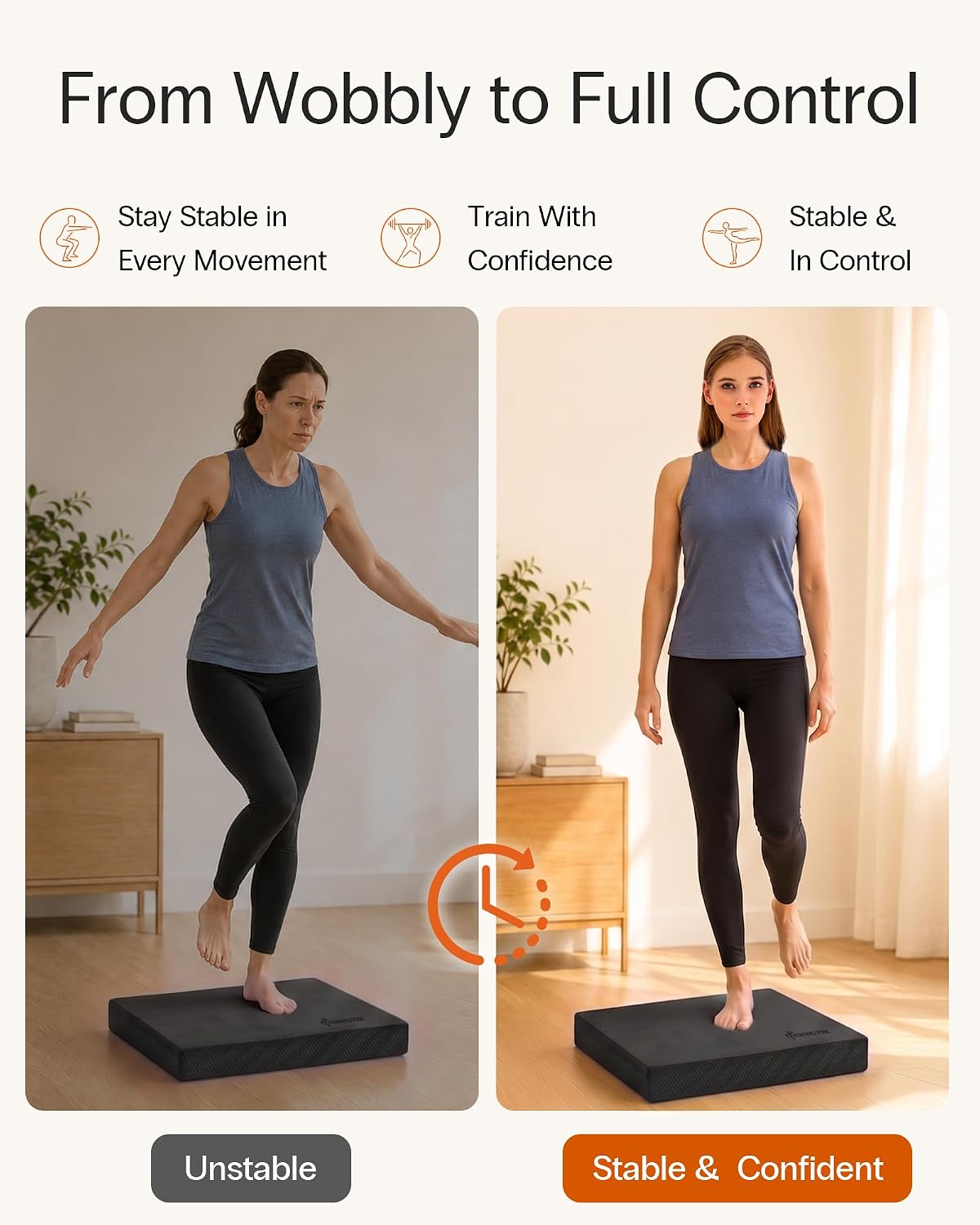 StrongTek Extra Wide Foam Balance Pad for Physical Therapy, 19" X 15.8" X 2.4", High-Density TPE Foam Pad for Exercise, Enhanced Stability, Core Strength, Non-Slip & Water-Resistant, for Fitness, Yoga