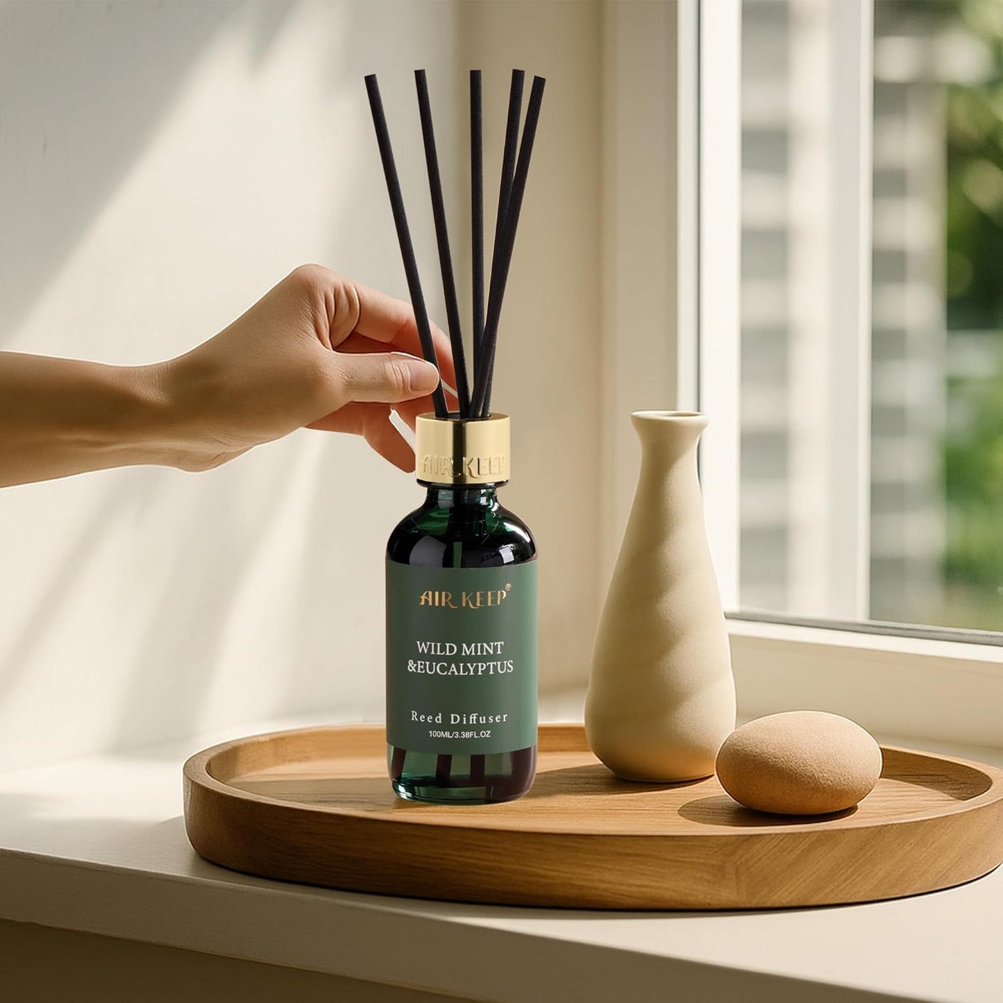 Airkeep Reed Diffuser Oil Set with Reed Sticks,Citrus Aromatherapy Oil Scent Diffuser for Home Office Bathroom Decoration Perfume and Gifts 3.38oz/100ml