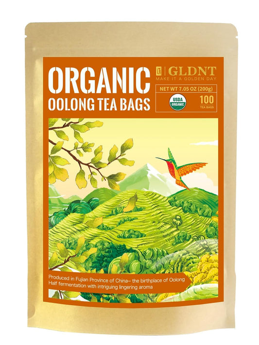 GLDNT Organic Oolong Tea Bags, Smooth & Mellow Flavor, Caffeinated, 100ct