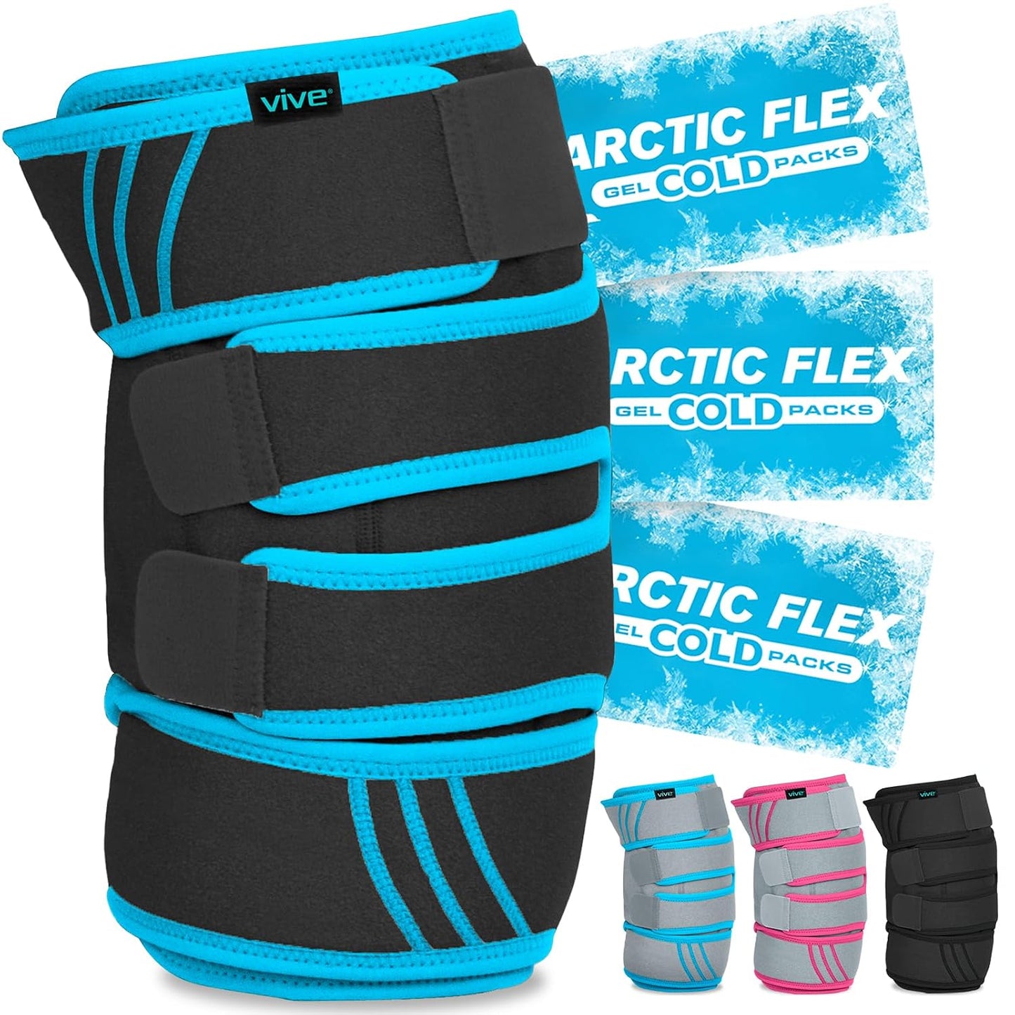 Vive Knee Ice Pack Wrap - Cold/Hot Gel Compression Brace - Heat Support Strap for Arthritis Pain, Tendonitis, ACL, Athletic Injury, Osteoarthritis, Women, Men, Running, Meniscus and Patella Surgery