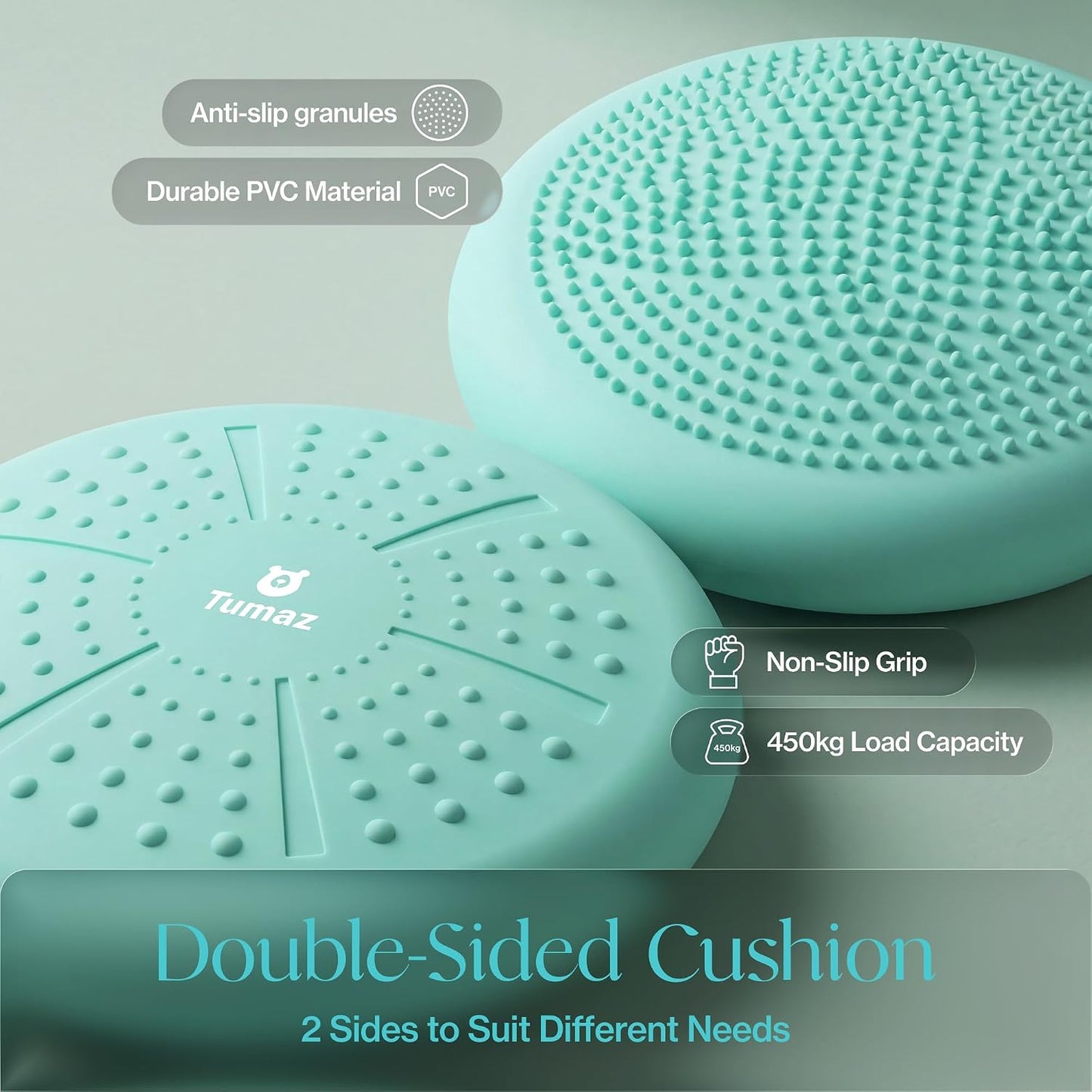 Tumaz Wobble Cushion - Wiggle Seat to Improve Sitting Posture & Stay Focused for Sensory Kids, Balance Disc to Core Strength & Flexible Seating [Extra Thick Balance Board, Pump Included Wobble Board]