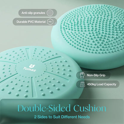 Tumaz Wobble Cushion - Wiggle Seat to Improve Sitting Posture & Stay Focused for Sensory Kids, Balance Disc to Core Strength & Flexible Seating [Extra Thick Balance Board, Pump Included Wobble Board]