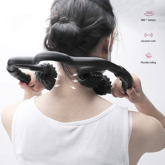 4 Wheels Foam Roller Muscle Massager for Leg Neck Hand Arm,Trigger Point Muscle Relax Massager Indoor Sports Yoga Bodybuilding Equipment (Black)